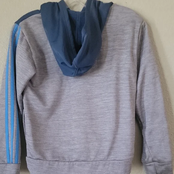 Adidas Youth Two-Tone Blue and Gray Hoodie - Picture 3 of 4